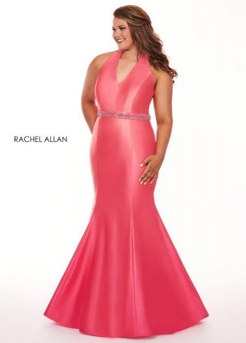 Rachel Allan 6669 Peach Raspberry Ombre Halter Dress