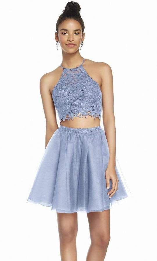 ALYCE Paris 3824 French Blue Lace Top Tulle Flare Skirt 2-Piece Dress