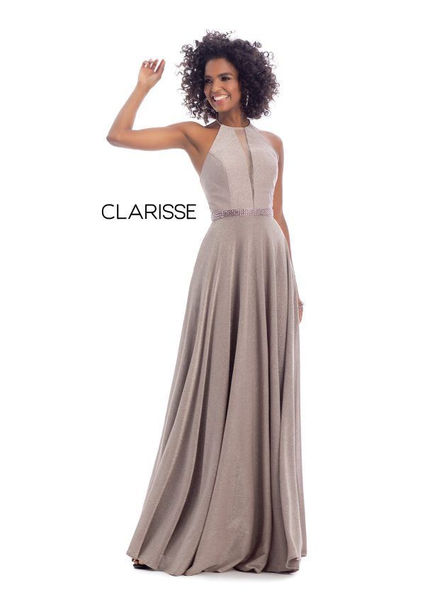 CLARISSE 8051 Dark Mauve Shimmer A-Line Dress