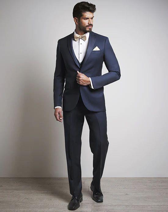 LUXE Faille Ink Blue Harmony 100% Wool Men's Slim Fit Tuxedo