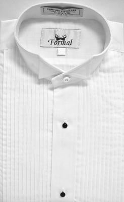 New White Wing Collar 1/4 Pleat Tuxedo Shirt