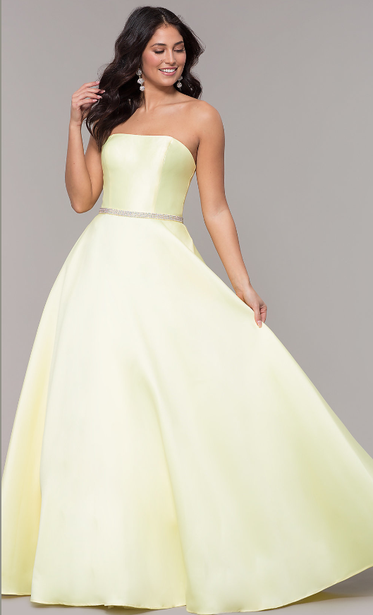 Clarisse 3739 Lemon Strapless Mikado A-Line Dress - Size 8