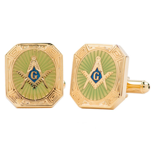 Masonic Gold Burst Square and Compass Boxed Cufflinks