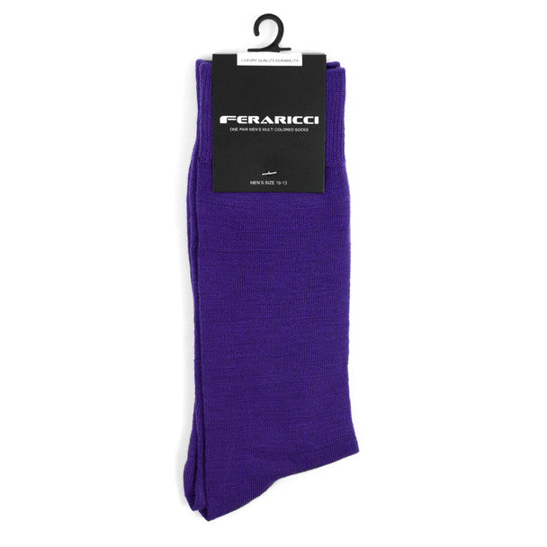 Men's Purple Solid Crew Socks