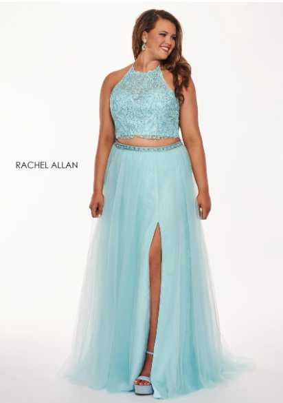 Rachel Allan 6668 Mint Blue 2 Piece A-Line Dress