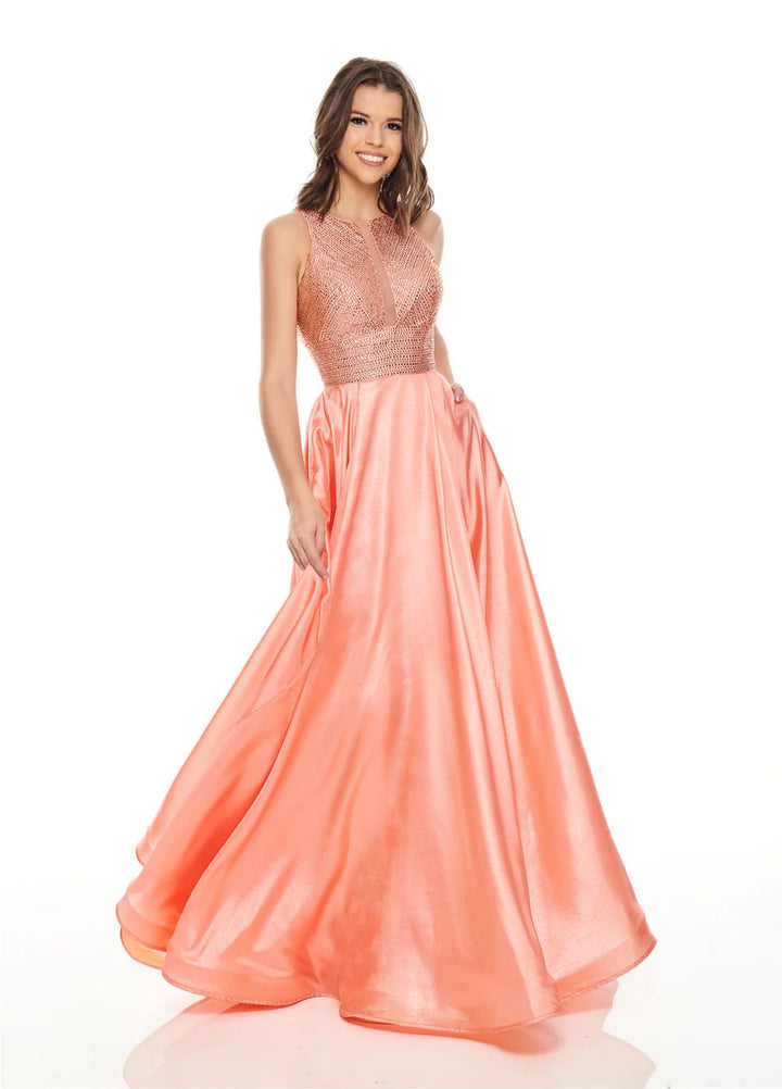 Rachel Allan 7116 Coral Organza A-Line Dress