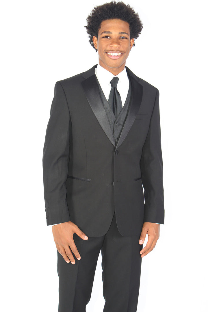 New Black Slim-Fit Tuxedo Jacket and Pants by Caravelli