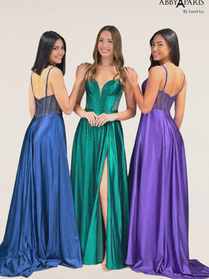 Lucci Lu 90346 Glitter Knit A-Line Dress with Slit Lucci Lu 