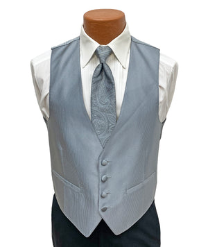 Flow 'Dynasty' Men's Fullback Vest  and Tie Set - Platinum Flow Formals 