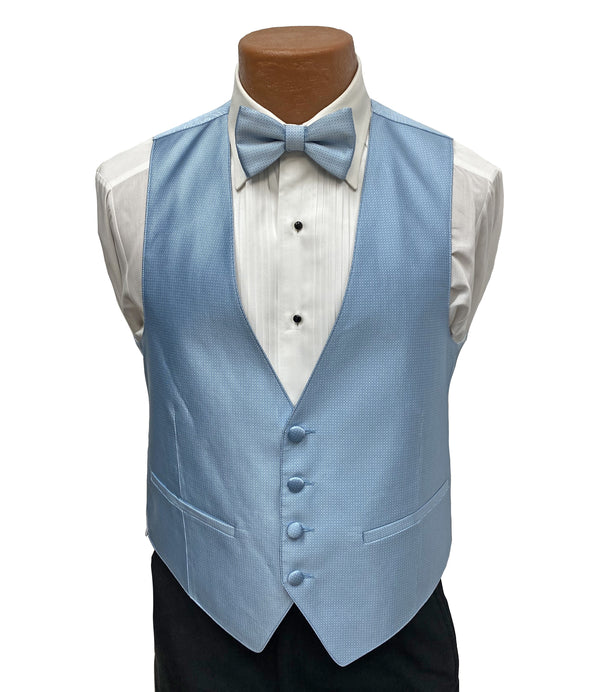 Flow 'Dynasty' Men's Fullback Vest and Tie Set - Powder Blue