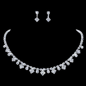 Petite Diamonds Necklace & Earring Set Rhinestone Jewelry 