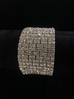 Silver Rhinestone 10 Row Cuff Bracelet Rhinestone Jewelry Corp 