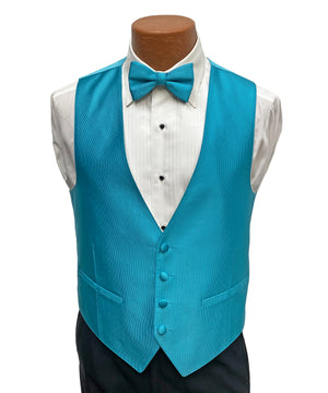 Flow 'Dynasty' Men's Fullback Vest and Tie Set - Malibu Blue FLOW Formals 
