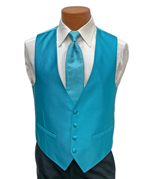 Flow 'Dynasty' Men's Fullback Vest and Tie Set - Malibu Blue FLOW Formals 