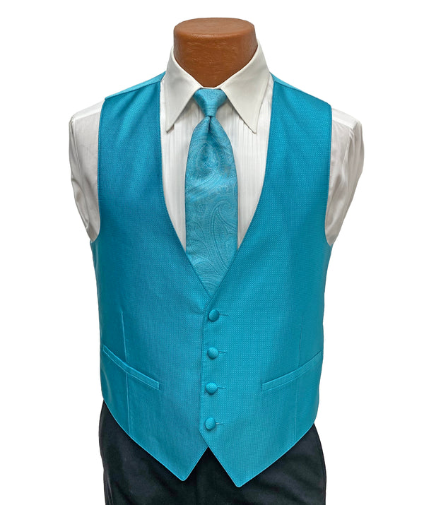 Flow 'Dynasty' Men's Fullback Vest and Tie Set - Malibu Blue FLOW Formals 
