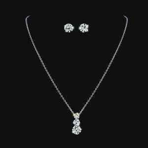 Past, Present, Future Rhinestone Silver Necklace Set Rhinestone Jewelry 