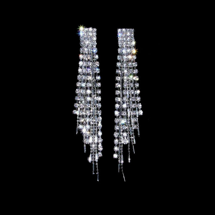 Clear Crystal Cords Rhinestone Earrings