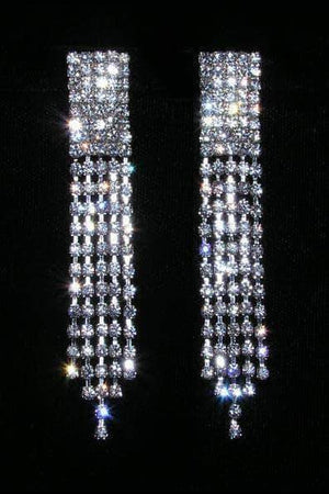 Rhinestone Fray Clear Crystal Silver Earrings Rhinestone Jewelry 