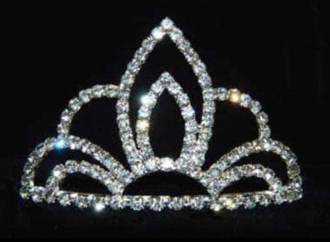 Sunrise Crystal Rhinestone Silver Mini Tiara Comb