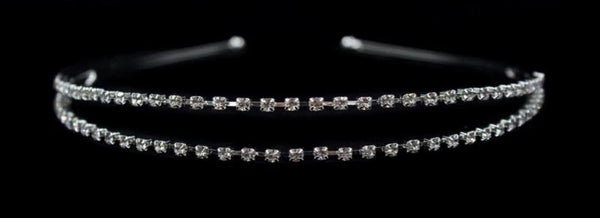 Simplicity 2 Row Silver Crystal Rhinestone Headband