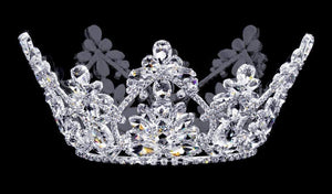 Royal Arch 4" Crystal Rhinestone Silver Crown Rhinestone Jewelry 