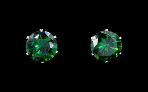 Cubic Zirconia Stud Earrings - Emerald Rhinestone Jewelry 