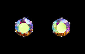 Cubic Zirconia Stud Earrings - Light Smoke Topaz AB Rhinestone Jewelry 