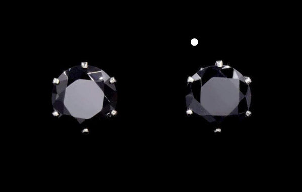Cubic Zirconia Stud Earrings - Jet Black Rhinestone Jewelry 