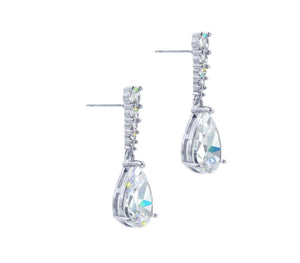 Glimmer Pear Drop Cubic Zirconia Silver Earrings Rhinestone Jewelry 