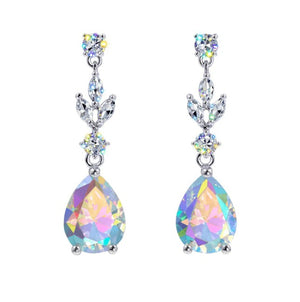 Cubic Zirconia AB Teardrop Cascade Earrings Rhinestone Jewelry 