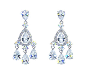 Pear Drop Chandelier Crystal Rhinestone Silver Earrings Rhinestone Jewelry 