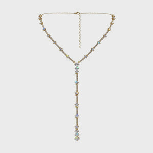 Diamond Link Cubic Zirconia Gold Y Necklace Rhinestone Jewelry 