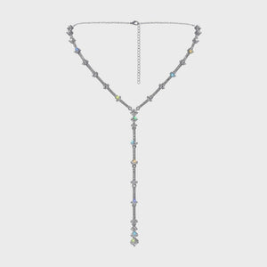 Diamond Link Cubic Zirconia Silver Y Necklace Rhinestone Jewelry 