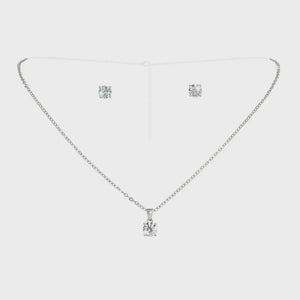 Simple Solitaire Rhinestone Necklace & Earring Set Rhinestone Jewelry 