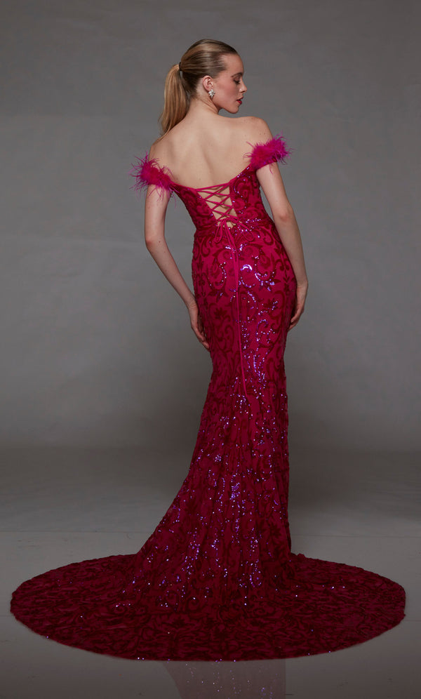 ALYCE Paris 1789 Raspberry Pink Off the Shoulder Sheath Dress Alyce Paris 