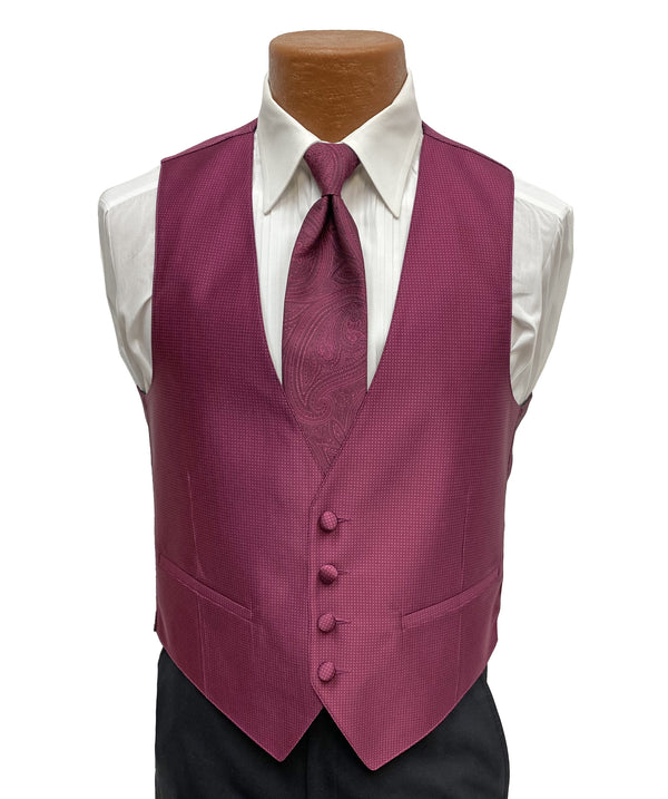 Flow 'Dynasty' Men's Fullback Vest and Tie Set - Mulberry