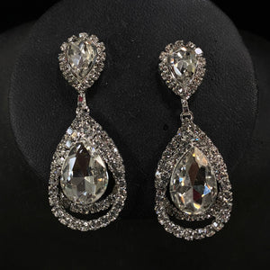 Double Teardrop Crystal Rhinestone Earrings 