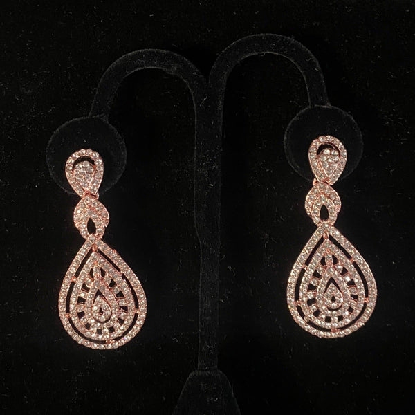 Rhinestone Pave Teardrop Design Rose Gold Earrings