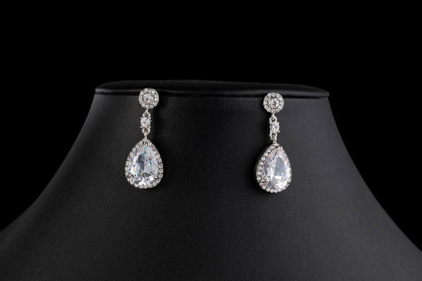 Cubic Zirconia Small Pear Drop Earrings
