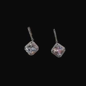 Square CZ Silver Dangle Earring Cristal D'Or