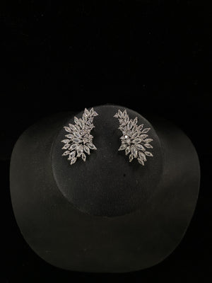 Cubic Zirconia Cluster Silver Ear Climber Earrings Cristal D'Or 