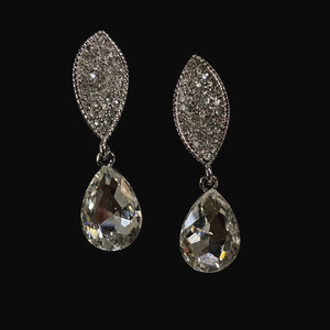 Rhinestone Leaf Drop Earring SILVER Not specified 