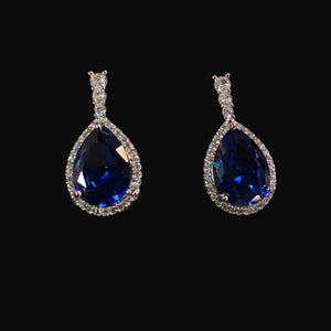 Crystal Pave Sapphire Blue Drop Earrings Cristal D'Or 
