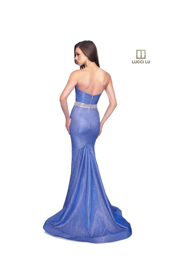 Lucci Lu 28036 Cobalt Shimmer Fit-n-Flare Dress