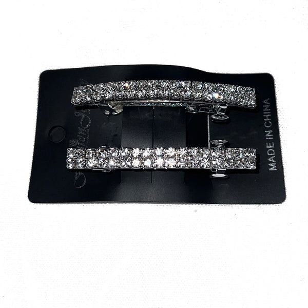 Pair of 2 Row Rhinestone Barrette