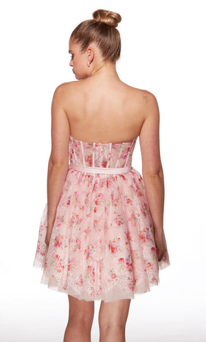 ALYCE Paris 30019 Pink Floral Chantilly Lace Cocktail Dress Alyce Paris 