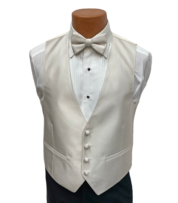 Flow 'Dynasty' Men's Fullback Vest and Tie Set  - Ivory FLOW Formals 