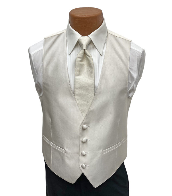 Flow 'Dynasty' Men's Fullback Vest and Tie Set  - Ivory