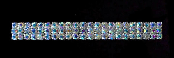Silver 3 Row AB Iridescent Rhinestone Barrette