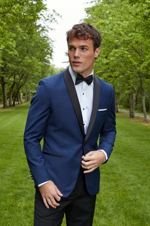 New Slim Fit Navy w/ Black Shawl Tuxedo Jacket & Pant Fabian Couture Group LLC 